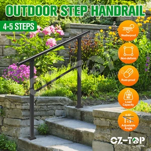 Outdoor Handrail Stairs Handrail 4-5 Steps Staircase Hand Railing Adjustable - Picture 1 of 12