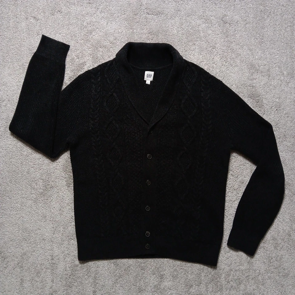 GAP Suéter Para Hombres Grande Gris Cárdigan Tejido con Cable Pescador Algodón Años 90 Y2K De Colección Foto 1 de 4