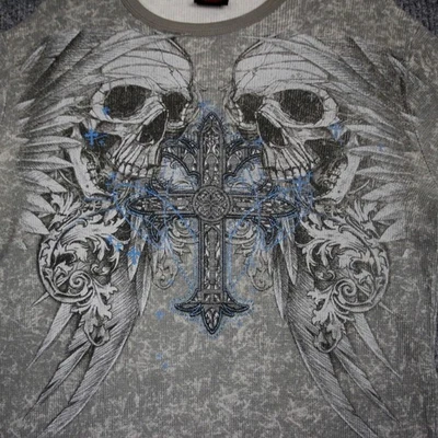 Camisa térmica MMA Elite manga larga para hombre grande calavera alas cruzadas estampado gráfico Foto 1 de 4