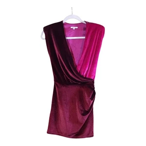 Ronny Kobo Carol Samt Colorblock Faux Wickel Mini Cocktailkleid Damen XS - Bild 1 von 8