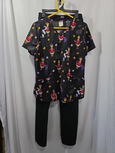 Dr.seuss Grinch Scrub Set Top And Pants Stretch Size M - Picture 1 of 15