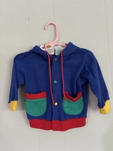 Vintage Small Steps Toddler Sport Hooded Snap Up Shirt Jacket Color Block 12-18m - Picture 1 of 4