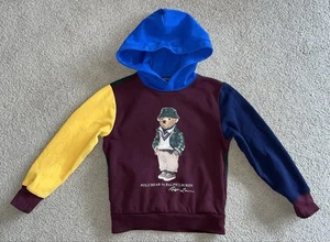 RALPH LAUREN Polo Bear boys color block hoodie sz S 8 - Picture 1 of 3