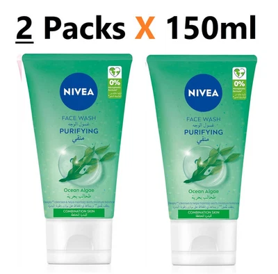 NIVEA Face Wash Cleanser, Purifying Cleansing, Combination Skin (2 Packs X 150ml) - Image 1 of 4