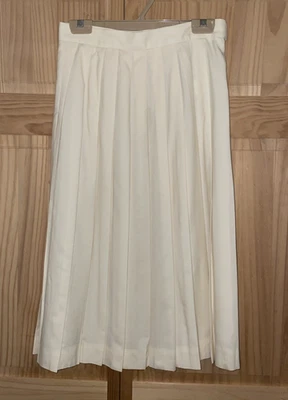 Vtg Talbots 100% Worsted Wool Pleated Skirt Womens Size 12 Petite Ivory Cream - Image 1 of 4