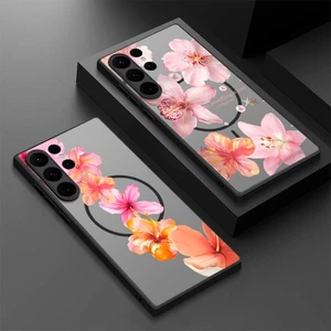 For Samsung S25 Ultra S24 S23 S22 S21 ShockProof MagSafe Flower Matte Case Cover - Picture 1 of 18