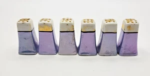Lila & Gold Glanzgeschirr Salz und Pfefferstreuer Set handbemalt Japan Vintage - Bild 1 von 3