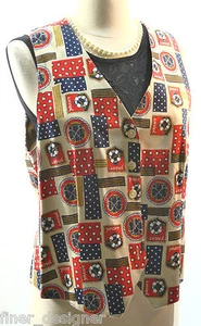 TALBOTS NEW YACHT CLUB sailing anchor red blue Nautical lined VEST top SIZE S - Picture 1 of 6