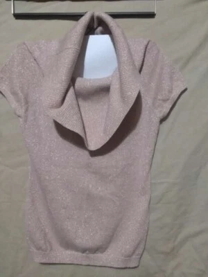 *Clásico Top Express Beige Dorado Brillo Cuello Vaca Sin Mangas Mediano EC Foto 1 de 4