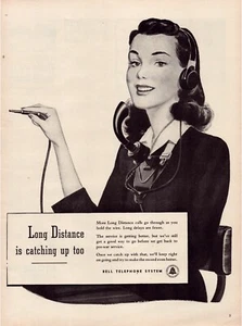 Print Ad Bell Telephone 1946 Pretty Operator Large Magazine Page 10.5"x13.5" - Picture 1 of 1