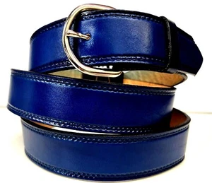 NAVY BLUE Genuine Leather Belt,100% Top Grain,(1-1/2"w)Solid Color US Seller - Picture 1 of 3