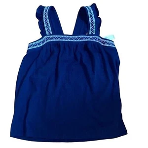 Old Navy blue tank NWT size XXL 16 peasant boho embroidered cruise Babydoll - Picture 1 of 6