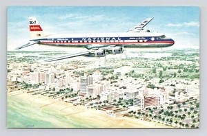 Postal de National Airlines DC-7 Airline Aircraft 1956 - Imagen 1 de 2