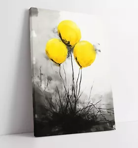 YELLOW BALLOON GRAFFITI -FRAMED CANVAS WALL ART PICTURE PRINT - Picture 1 of 2