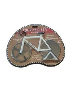 Bicycle Pizza Cutter, TOUR de PIZZA Dual 3" Bicycle Wheels (Blades), With Stand - Picture 1 of 4