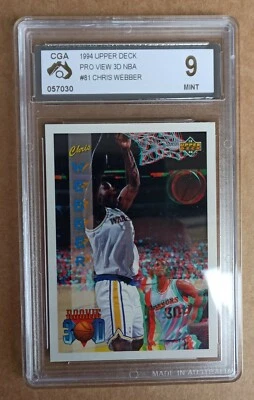Chris Webber RC Rookie 1993/94 3d Pro View - Card #81 - CGA 9 MINT not PSA - Image 1 of 2