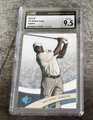 2014 SP Authentic Golf Retail Sapphire #23 Michael Jordan Rare  CSG 9.5 MINT+ - Image 1 of 3