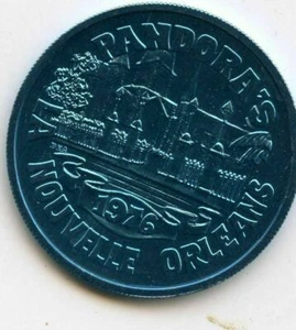 Mardi Gras Doubloon Krewe of Pandora 1976 Aluminum Blue - Picture 1 of 2
