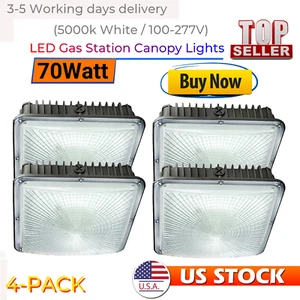 4Pack LED Canopy Lights Fixture 70W 8400LM Gas Station Canopy Light 5000K US&ETL - Picture 1 of 13