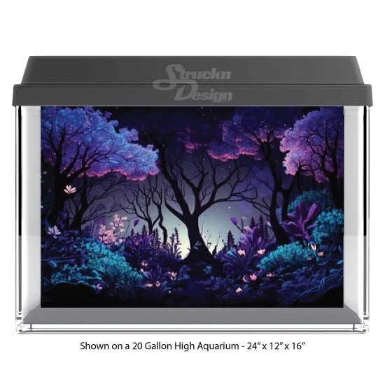 Fantasía Bosque Madera Rosa Poliéster Pecera Vidrio Telón de Fondo Acuario Fondo Foto 1 de 1