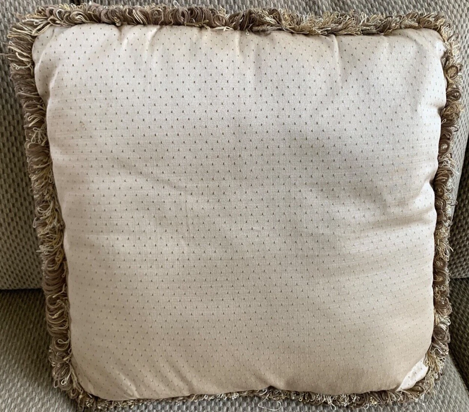 NEW Luxury Gold Throw Pillow 20x20 Silk & Poly Decorative Accent Pillow w/Fringe - Image 1 of 4