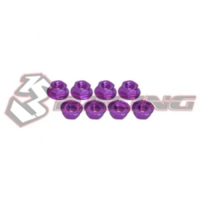 3RACING 3RAC-NS40 4mm Aluminium Locknut Serrated 8pcs 1/10 RC EP FFEVO M4 CAR - Image 1 of 4