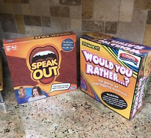NIB Party Games Would You Rather/ Speak Out, 5 Mouthpieces, Game Night! 