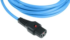 Cable de extensión de alimentación IEC C14 enchufe macho a bloqueo hembra IEC C13 azul 0,5 m metros - Imagen 1 de 2