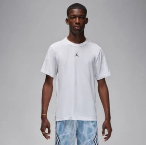 Nike Jordan Sport Men's Dri-FIT Short-Sleeve Top White Black FN5829-100 - Picture 1 of 6