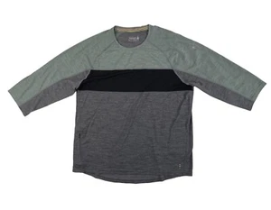 Smartwool Merino Sport 150 3/4 Sleeve Shirt Mountain Biking Zip Pocket Men's XL - Picture 1 of 15