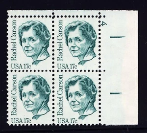 US 1981 Rachel Carson Plate Block (1857) . Mint Never Hinged - Picture 1 of 1