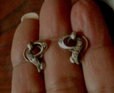 Ribbon CZ Swag Earrings Sterling Silver Snaping Lever Back - Image 1 of 4