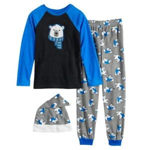 New Boys' Jellifish Pajama Set Shirt Pants Hat XL 14/16 Black Bear or Red Moose - Picture 1 of 4