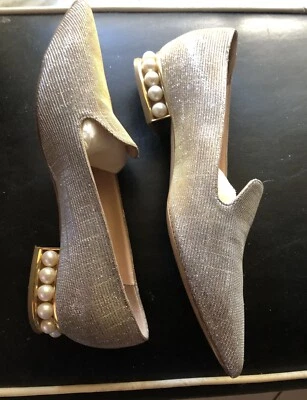 Nicholas Kirkwood Pearly Heel Lurex Loafers 36 1/2 - Image 1 of 4