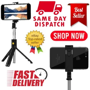 Selfie Stick Bluetooth Remote Monopod Phone Holder Tripod For iPhone Samsung iOS - Picture 1 of 8