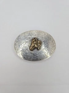 Hebilla de cinturón de caballo estilo Diablo de plata esterlina tooled buen estado algunas curvas pequeñas - Imagen 1 de 13