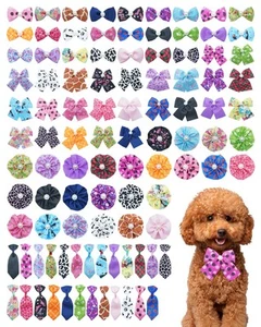 100 Pack Small Dogs Bow Ties Bulk Adjustable Neckties for Medium Dogs Assorte... - Picture 1 of 9