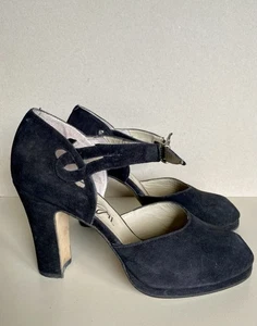 Paco Gil - Spanische Designerpumps Wildleder schwarz Größe 37 Vintage um 1998 - Bild 1 von 10