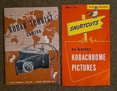 Vintage Kodak Tourist Camera f/6.3 Manual & Kodachrome Shortcuts Tip Sheet Only - Image 1 of 4