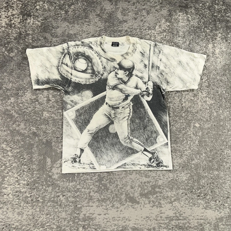 Vintage Baseball Shirt Boys 14 / 16 All Over Print Graphic 90s Tee Screen Stars - Image 1 of 4