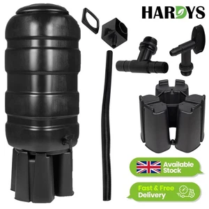 100L Slimline Garden Water Butt with Stand & Tap, Lid, Rainwater Diverter Kit - Picture 1 of 9