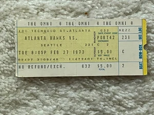 1973 Atlanta Hawks vs Sonics pistola Pete Maravich 38 punti Lou Hudson Haywood - Foto 1 di 2