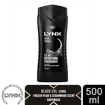 Lynx Black 12H Refreshing Energy Boost Shower Gel Bodywash, 3x or 6x 500ml