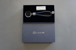 NIB Genuine Lexus Woven Rope Blk Leather Keychain Metal Key Ring 16CNC-L1600-52 - Picture 1 of 7