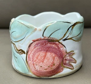 Frutero dorado Toby Rosenberg patrón de granada cerámica escultórica judaica - Imagen 1 de 4