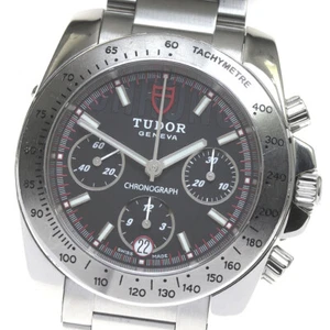 TUDOR WATCH 20300 SPORTS LINE CHRONOGRAPH AUTOMATIC WINDING BLACK DIAL MEN'S F/S - Picture 1 of 6