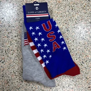 American Flag USA Socks Patriotic Stars Stripes Red White Blue - Picture 1 of 4