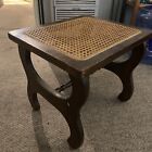 Vintage Wood And Rattan End Table French Country