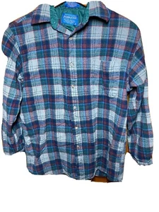 VTG PENDLETON Plaid Style Wool Board Shirt Beach Boys Youth Size Medium M - Picture 1 of 8