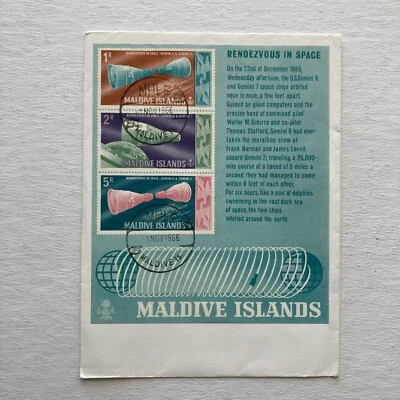 1966 Maldives Islands Space Stamp Rendezvous in Space Mini-Sheet FDC 11-1-66 - Image 1 of 4